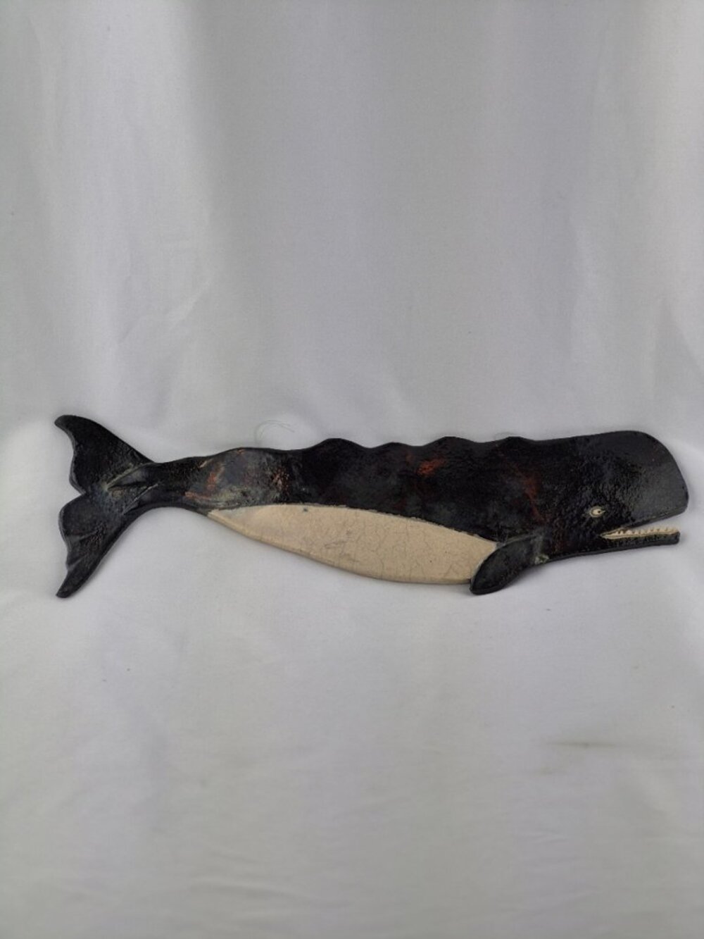 Vintage Ceramic Realistic Cachalot Whale Sculpture Artist Signed